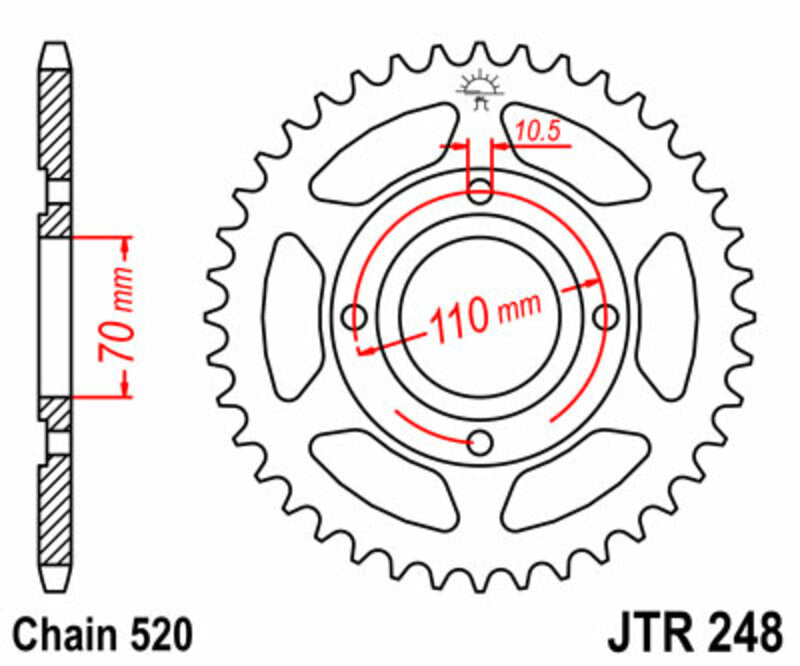 Corona JT SPROCKETS acero estándar 248 - Paso 520 JT SPROCKETS JTR248.44