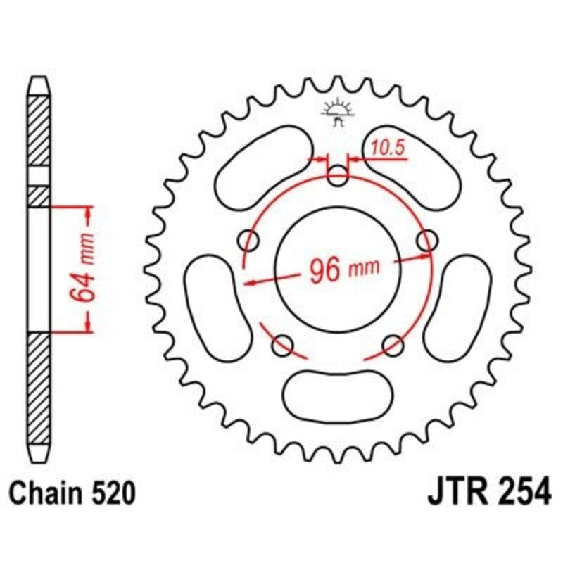Corona JT 254 de acero con 43 dientes JT SPROCKETS JTR254.43