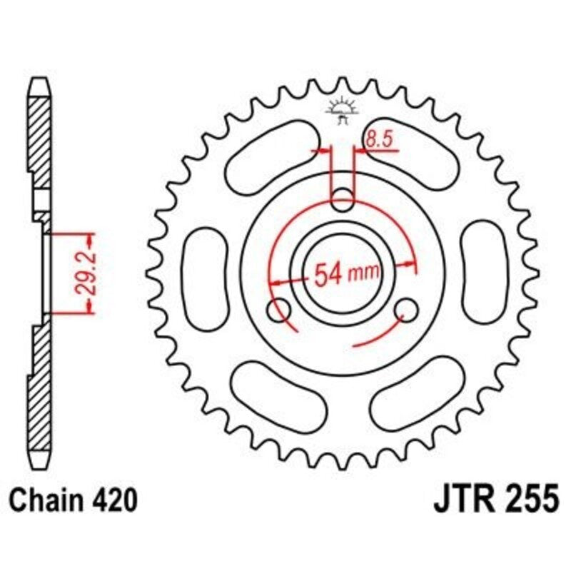 Corona JT 255 de acero con 35 dientes JT SPROCKETS JTR255.35