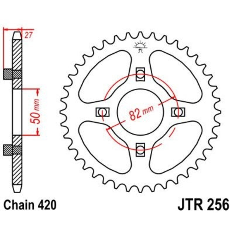Corona JT 256 de acero con 46 dientes JT SPROCKETS JTR256.46
