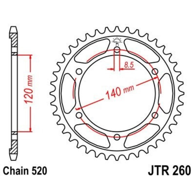 Corona JT 260 de acero con 40 dientes JT SPROCKETS JTR260.40