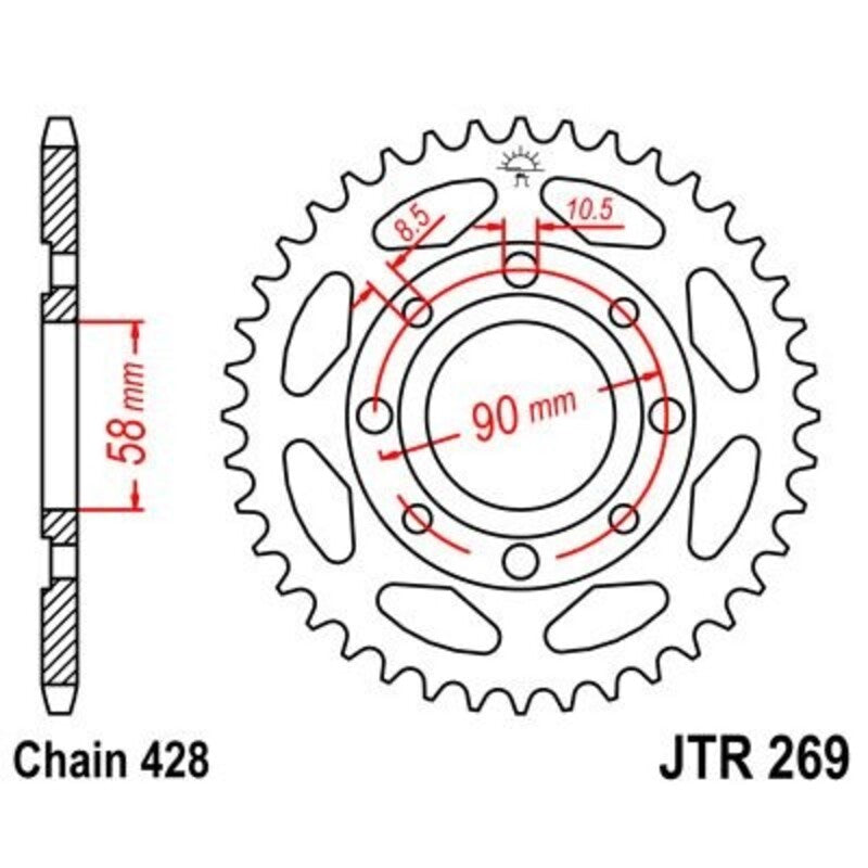 Corona JT 269 de acero con 37 dientes JT SPROCKETS JTR269.37