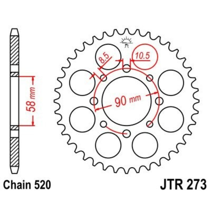 Corona JT 273 de acero con 42 dientes JT SPROCKETS JTR273.42