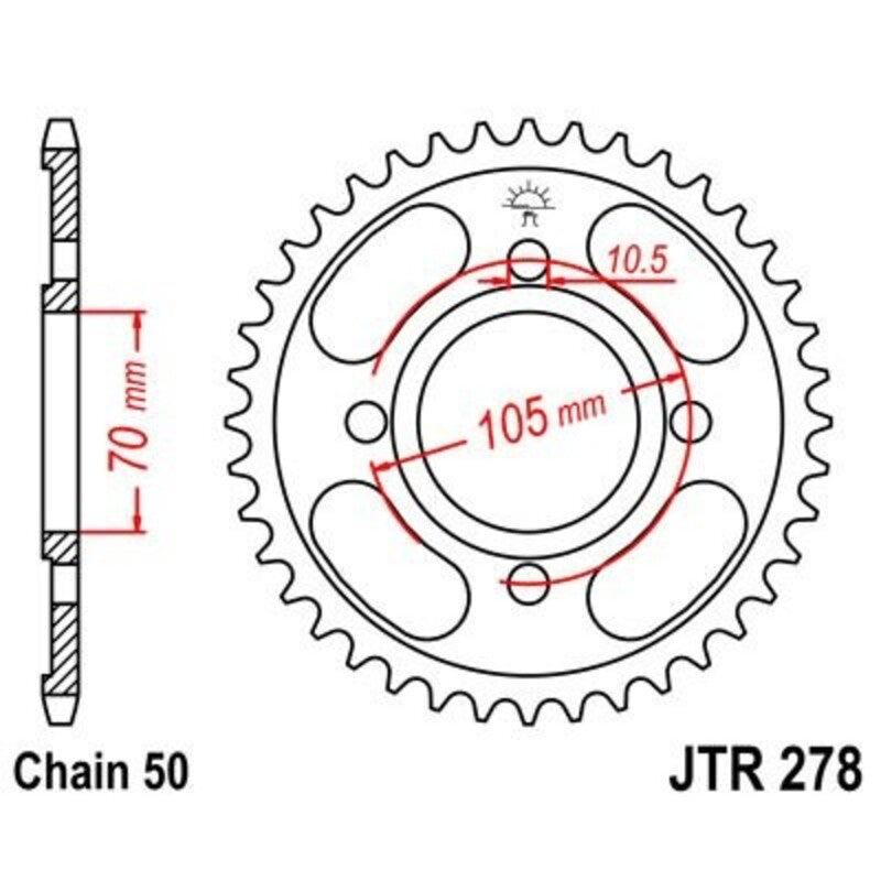 Corona JT 278 de acero con 37 dientes JT SPROCKETS JTR278.37