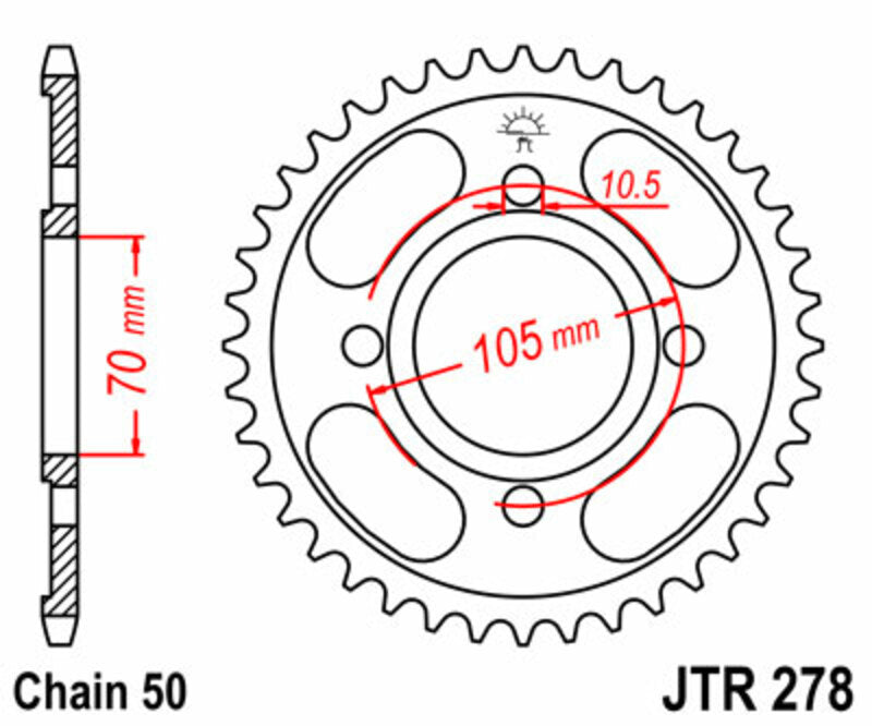 Corona JT SPROCKETS acero estándar 278 - Paso 530 JT SPROCKETS JTR278.38