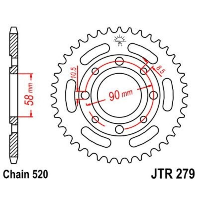 Corona JT 279 de acero con 38 dientes JT SPROCKETS JTR279.38