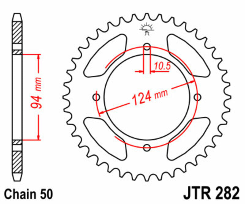 Corona JT SPROCKETS acero estándar 282 - Paso 530 JT SPROCKETS JTR282.34
