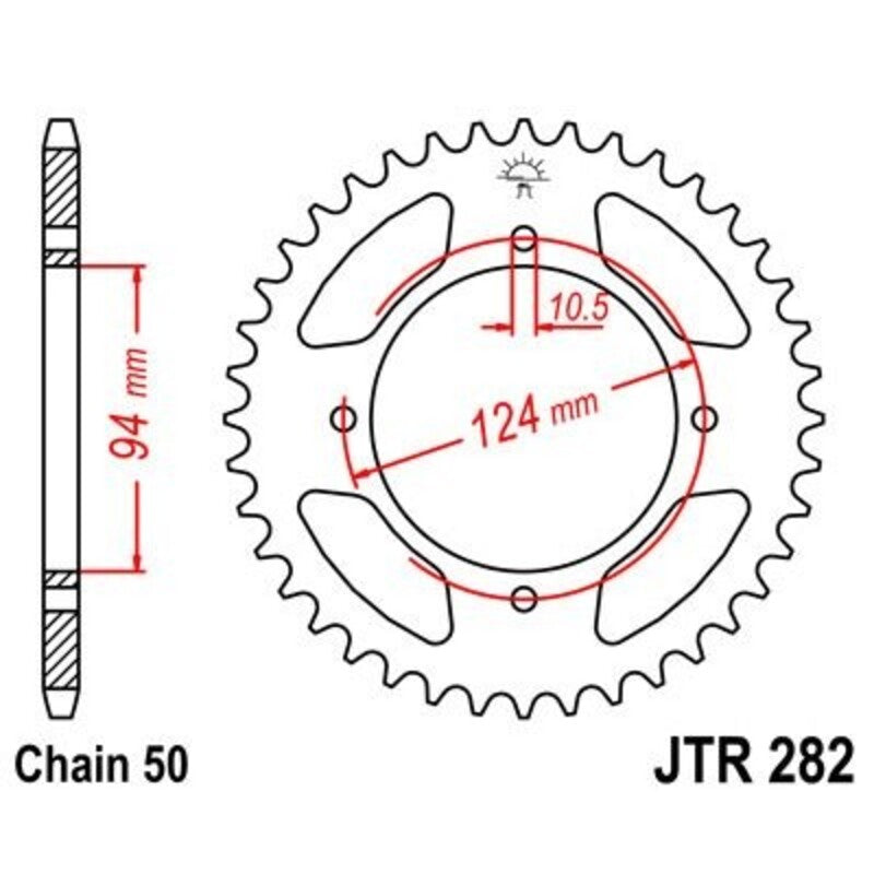 Corona JT 282 de acero con 36 dientes JT SPROCKETS JTR282.36
