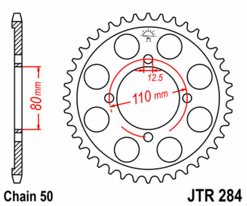 Corona JT SPROCKETS acero estándar 284 - Paso 530 JT SPROCKETS JTR284.48