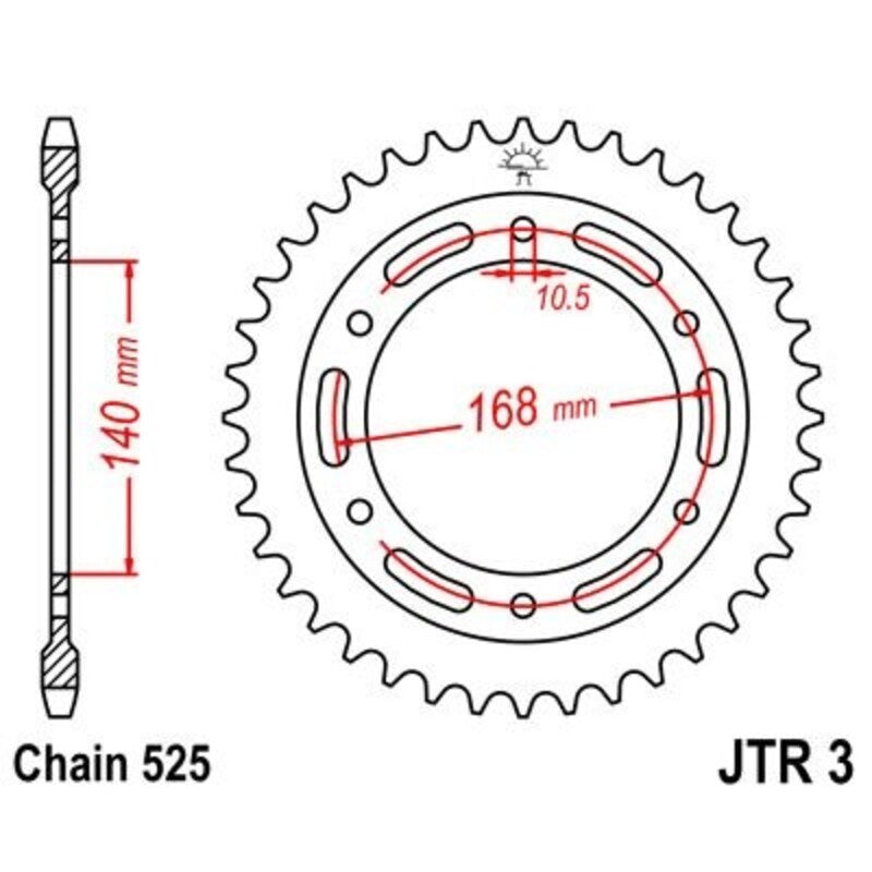 Corona JT 3 de zinc negro con 42 dientes JT SPROCKETS JTR3.42ZBK