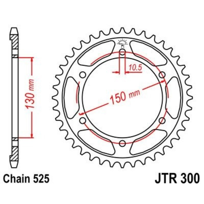 Corona JT 300 de zinc negro con 48 dientes JT SPROCKETS JTR300.48ZBK