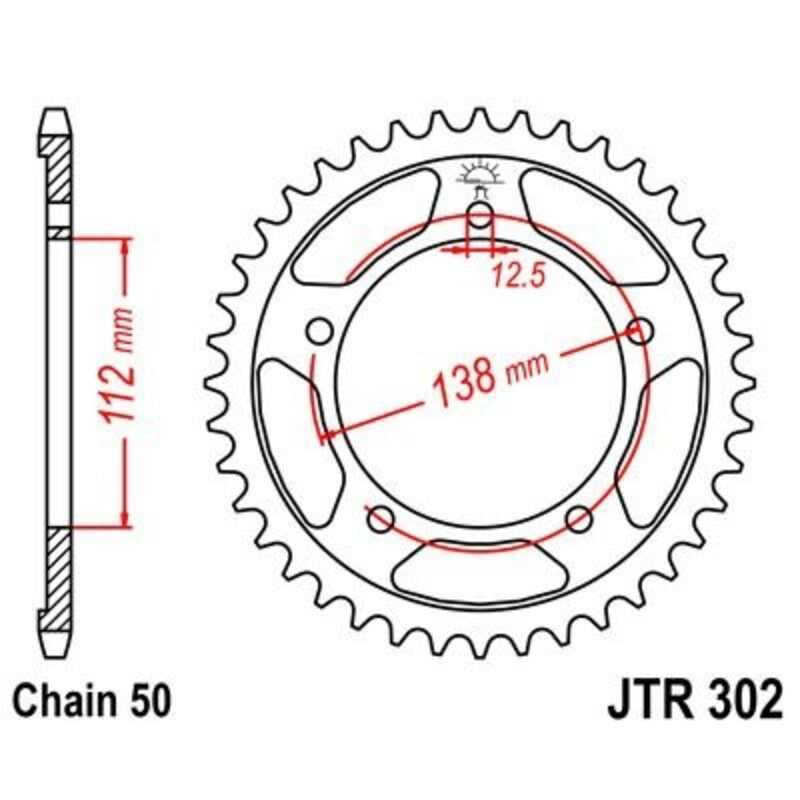 Corona JT 302 de zinc negro con 43 dientes JT SPROCKETS JTR302.43ZBK