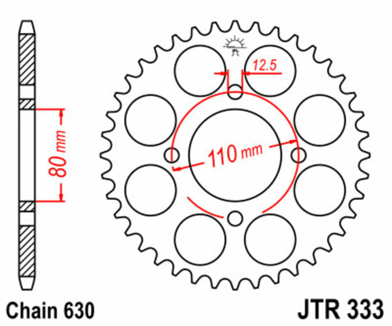 Corona JT SPROCKETS acero estándar 333 - Paso 630 JT SPROCKETS JTR333.41