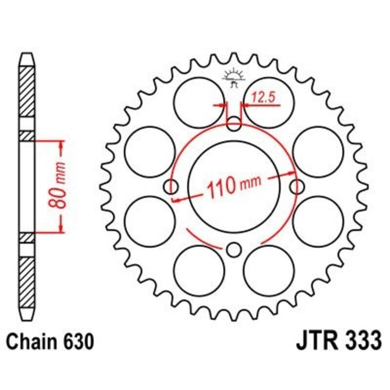 Corona JT 333 de acero con 43 dientes JT SPROCKETS JTR333.43