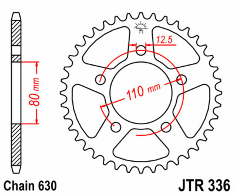 Corona JT 336 de acero con 35 dientes JT SPROCKETS JTR336.35
