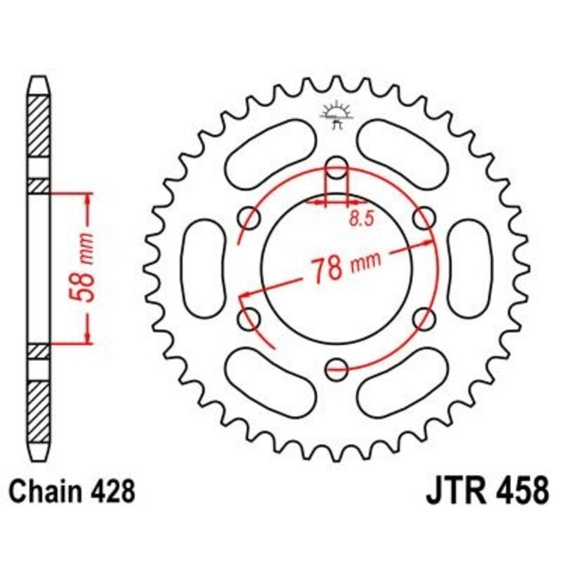 Corona JT 458 de acero con 36 dientes JT SPROCKETS JTR458.36