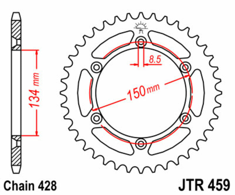 Corona JT SPROCKETS acero estándar 459 - Paso 428 JT SPROCKETS JTR459.52