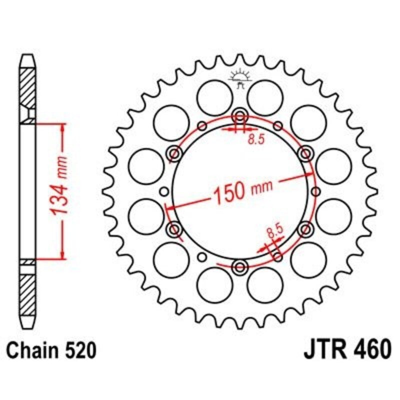 Corona JT 460 de acero con 52 dientes JT SPROCKETS JTR460.52