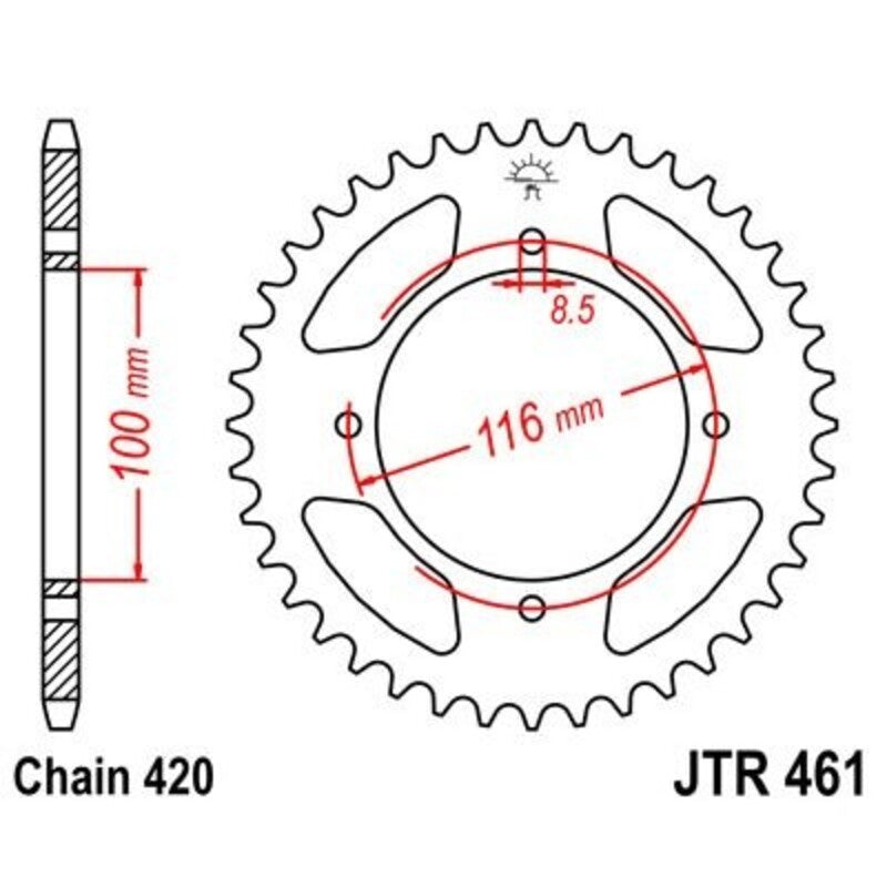 Corona JT 461 de acero con 48 dientes JT SPROCKETS JTR461.48