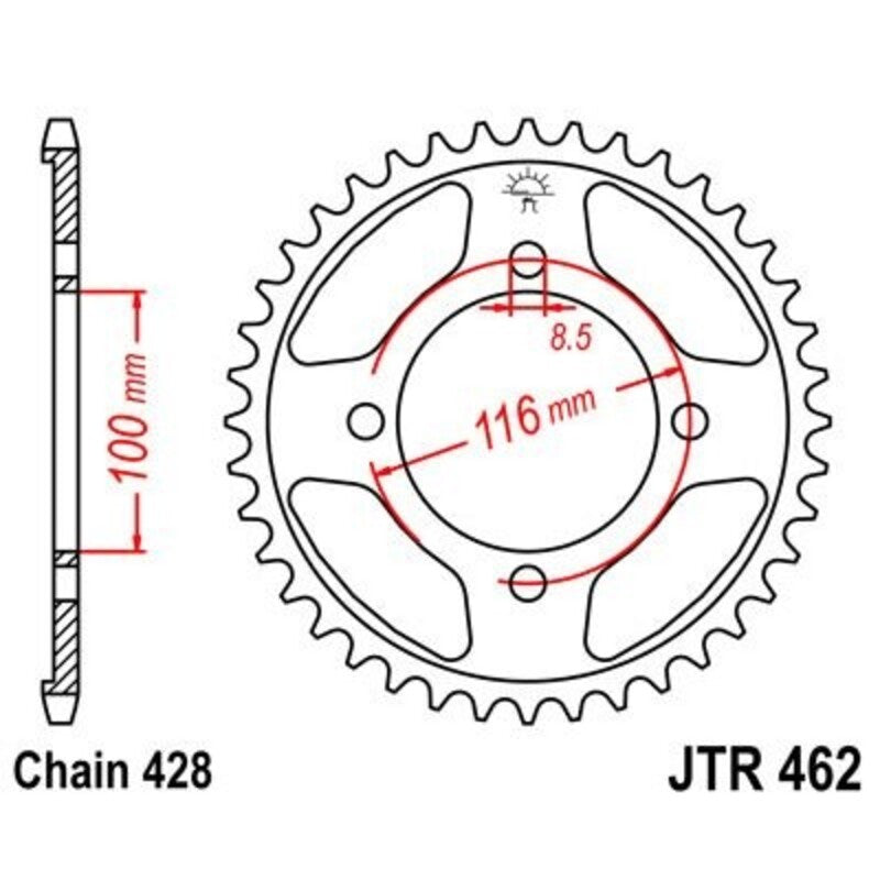 Corona JT 462 de acero con 51 dientes JT SPROCKETS JTR462.51