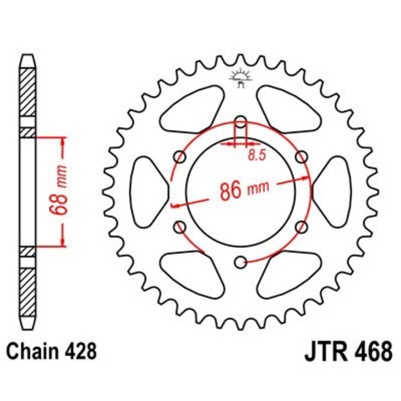 Corona JT 468 de acero con 36 dientes JT SPROCKETS JTR468.36