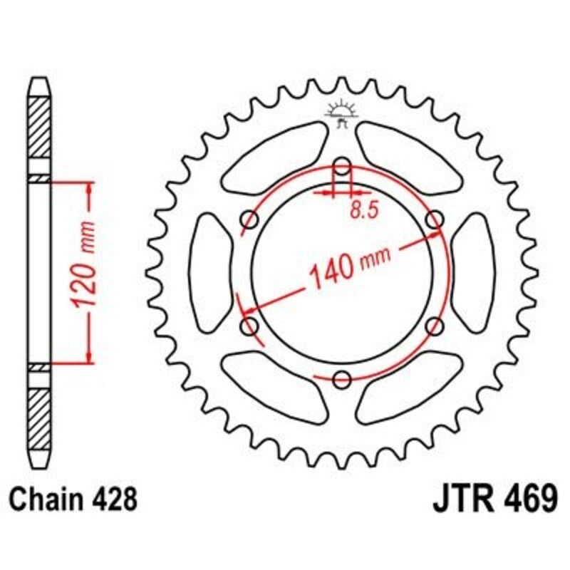 Corona JT 469 de acero con 53 dientes JT SPROCKETS JTR469.53