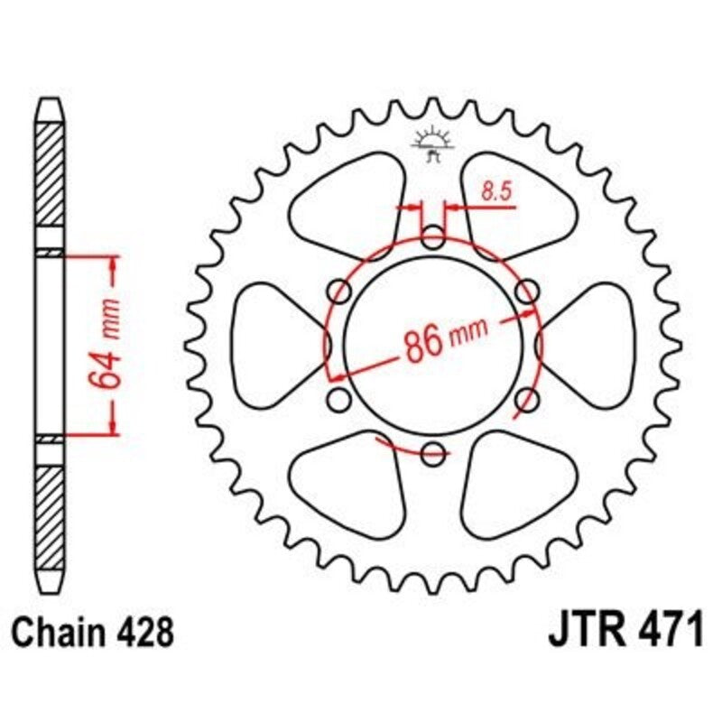 Corona JT 471 de acero con 50 dientes JT SPROCKETS JTR471.50