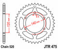 Corona JT SPROCKETS acero estándar 475 - Paso 520 JT SPROCKETS JTR475.44