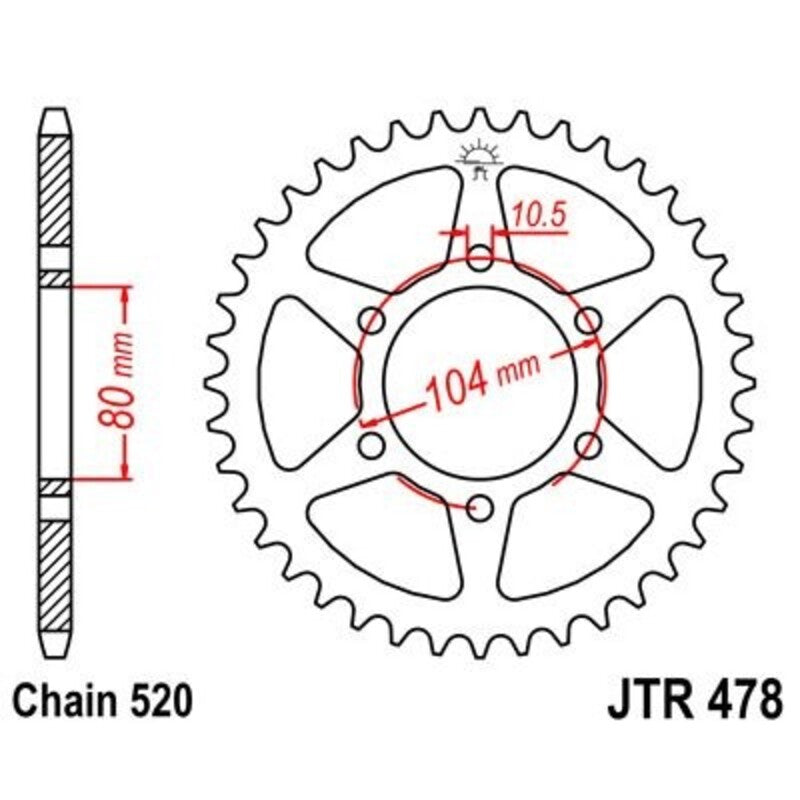 Corona JT 478 de zinc negro con 45 dientes JT SPROCKETS JTR478.45ZBK