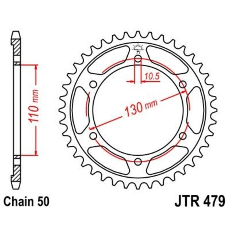 Corona JT SPROCKETS de zinc negro 479 - 530 JT SPROCKETS JTR479.46ZBK