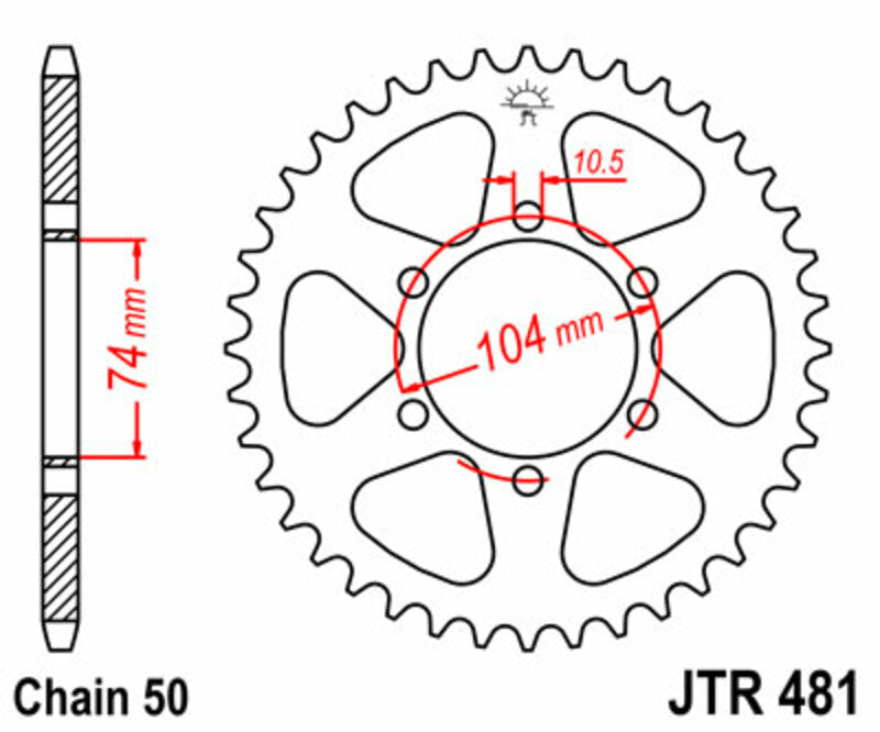Corona JT SPROCKETS acero estándar 481 - Paso 530 JT SPROCKETS JTR481.42
