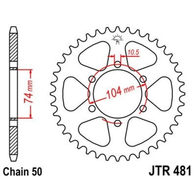 Corona JT 481 de acero con 45 dientes JT SPROCKETS JTR481.45