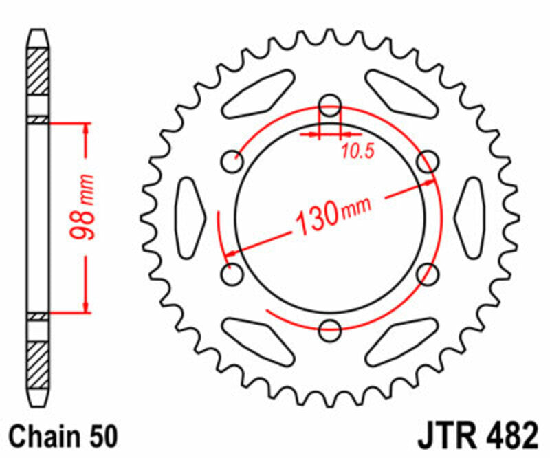 Corona JT SPROCKETS acero estándar 482 - Paso 530 JT SPROCKETS JTR482.47