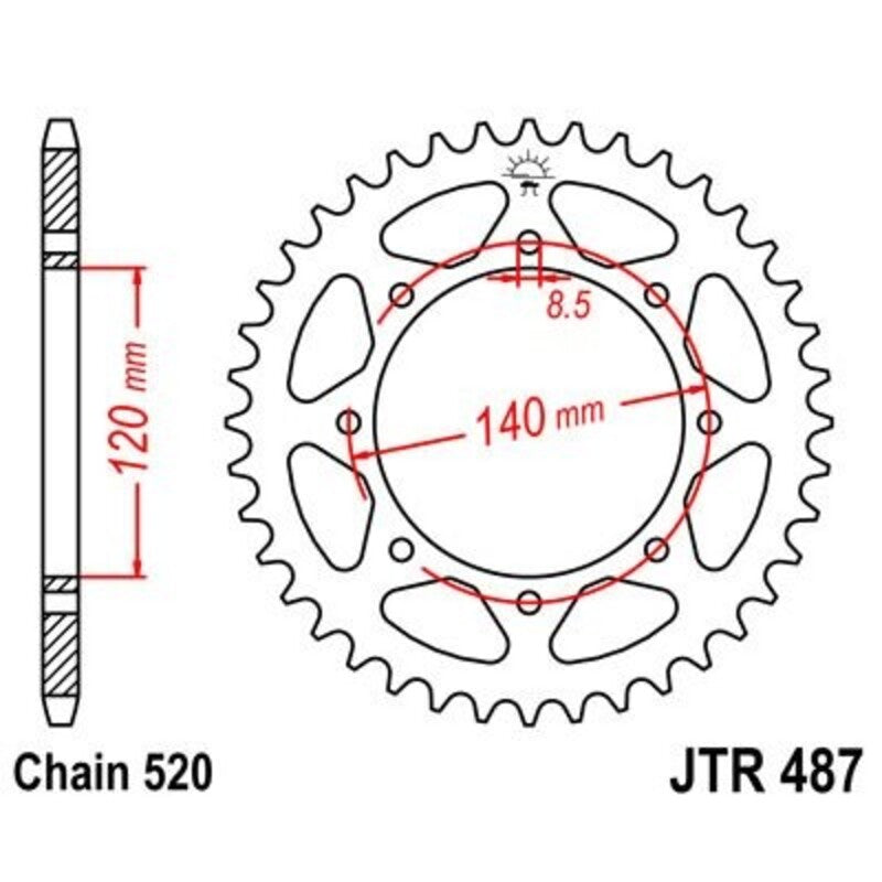 Corona JT 487 de zinc negro con 43 dientes JT SPROCKETS JTR487.43ZBK