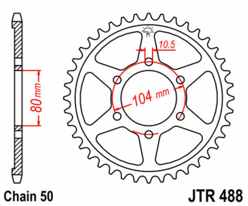 Corona JT SPROCKETS acero estándar 488 - Paso 530 JT SPROCKETS JTR488.44