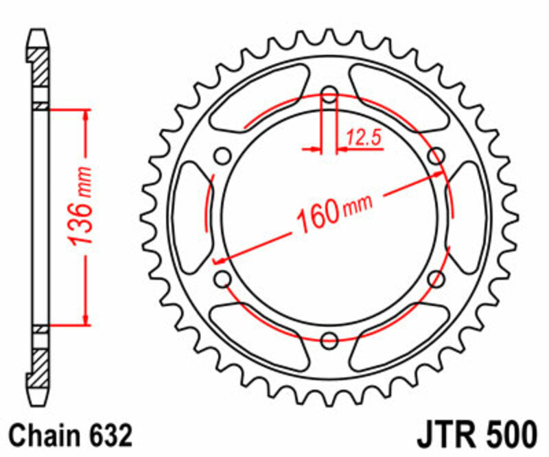 Corona JT SPROCKETS acero estándar 500 - Paso 630 JT SPROCKETS JTR500.40