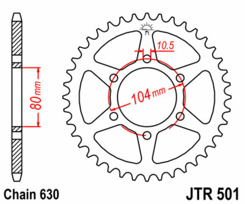 Corona JT SPROCKETS acero estándar 501 - Paso 630 JT SPROCKETS JTR501.40