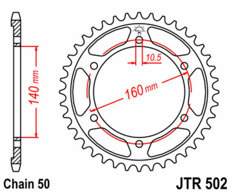 Corona JT SPROCKETS acero estándar 502 - Paso 530 JT SPROCKETS JTR502.49