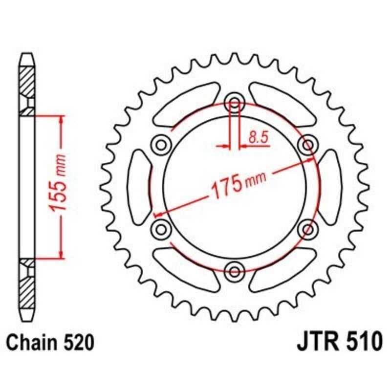 Corona JT 510 de acero con 46 dientes JT SPROCKETS JTR510.46