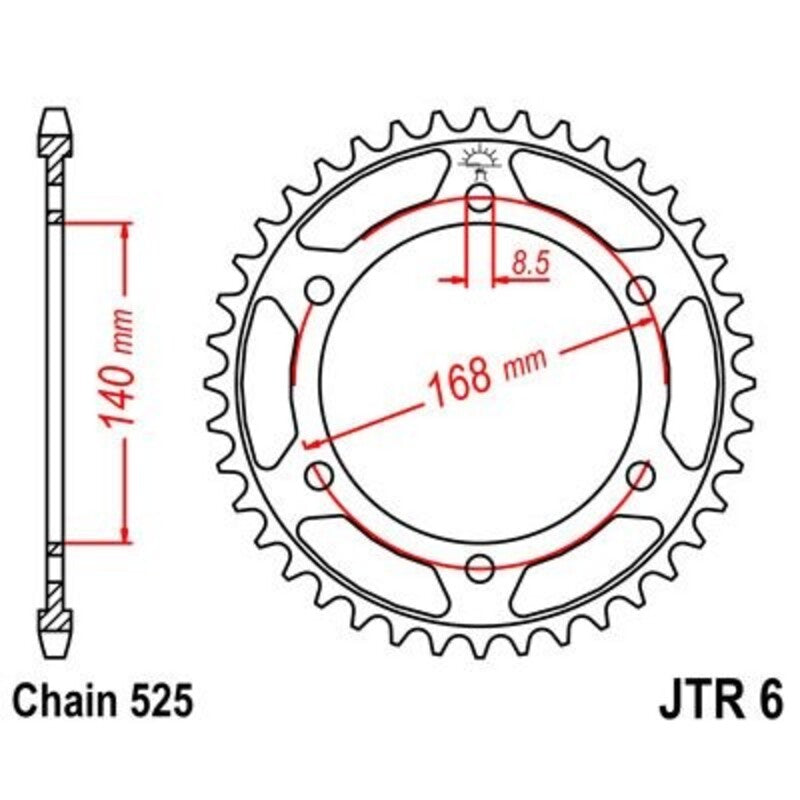 Corona JT 6 de zinc negro con 42 dientes JT SPROCKETS JTR6.42ZBK