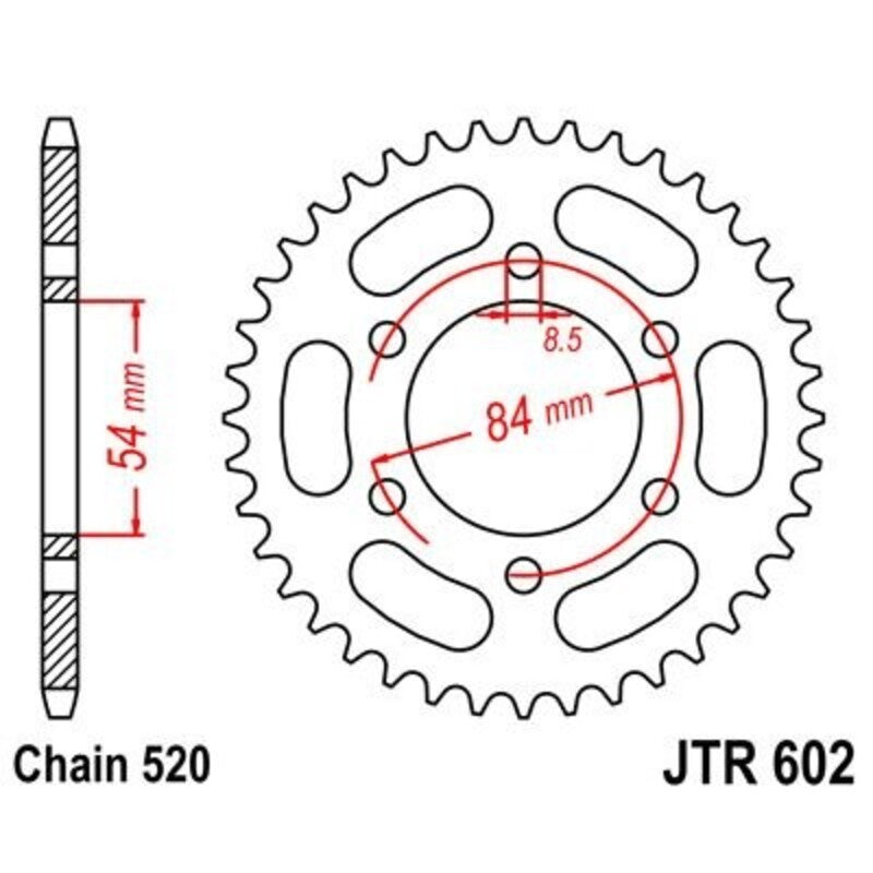 Corona JT 602 de acero con 40 dientes JT SPROCKETS JTR602.40