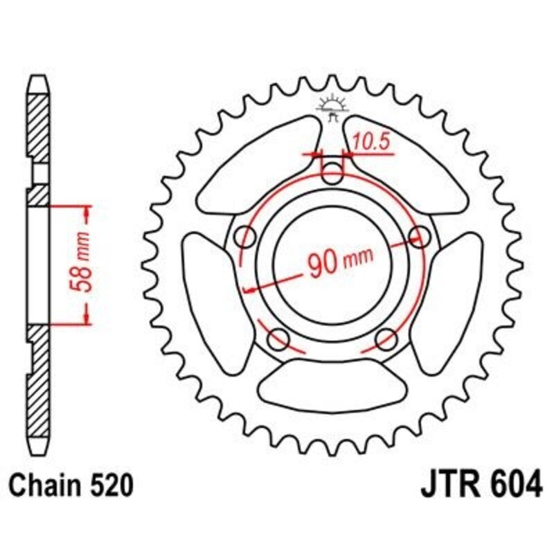 Corona JT 604 de acero con 35 dientes JT SPROCKETS JTR604.35
