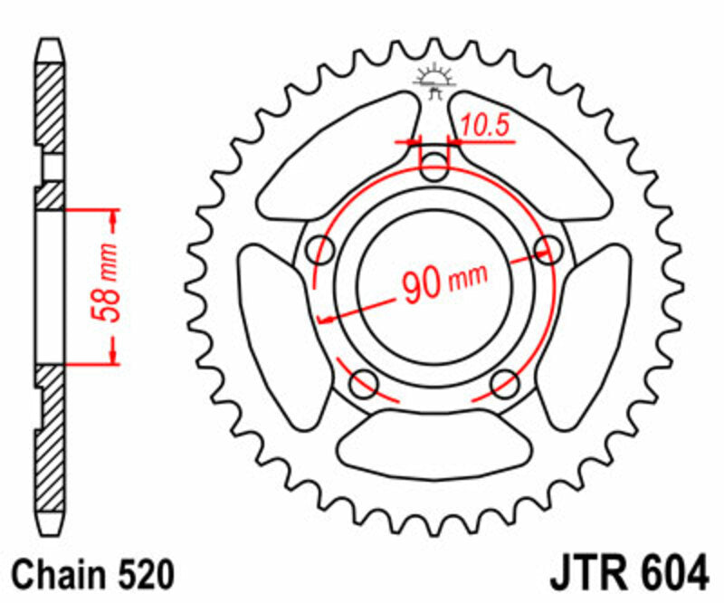 Corona JT SPROCKETS acero estándar 604 - Paso 520 JT SPROCKETS JTR604.38