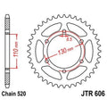Corona JT 606 de acero con 43 dientes JT SPROCKETS JTR606.43
