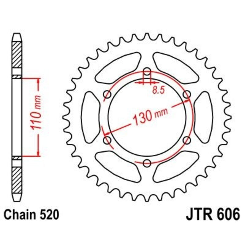 Corona JT 606 de acero con 43 dientes JT SPROCKETS JTR606.43