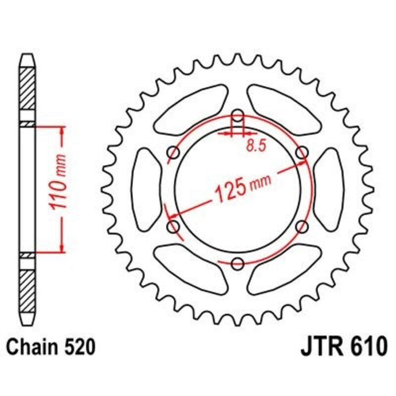 Corona JT 610 de acero con 51 dientes JT SPROCKETS JTR610.51