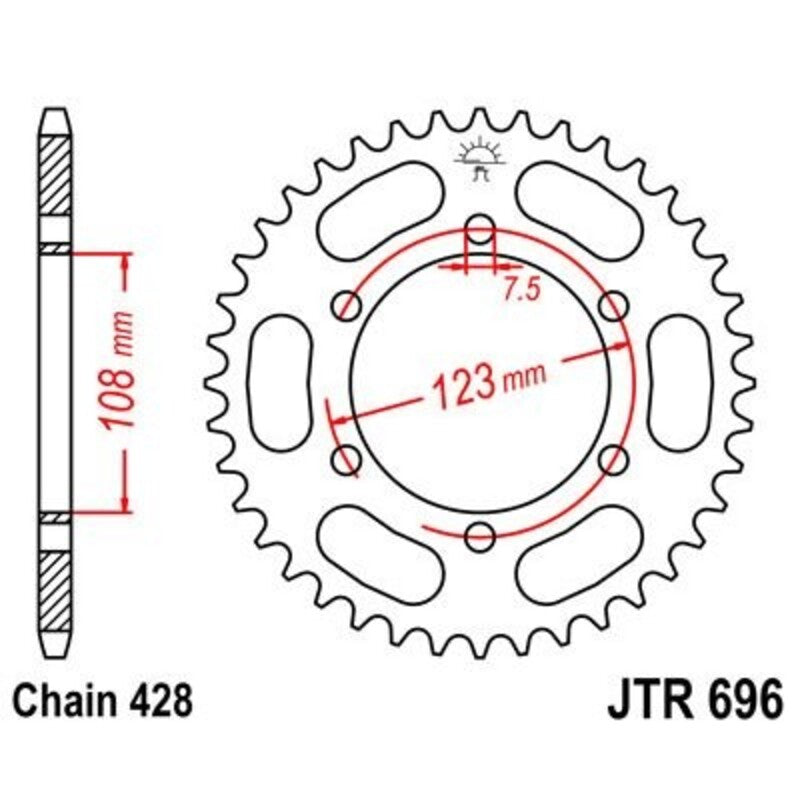 Corona JT 696 de acero con 49 dientes JT SPROCKETS JTR696.49