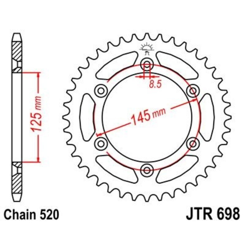 Corona JT 698 de acero con 39 dientes JT SPROCKETS JTR698.39