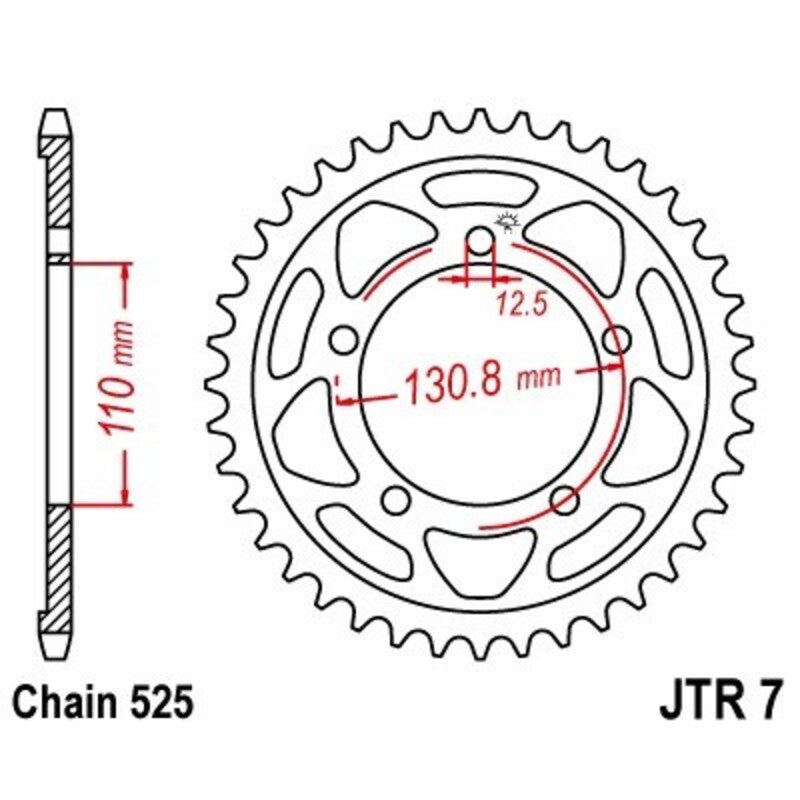 Corona JT 7 de zinc negro con 44 dientes JT SPROCKETS JTR7.44ZBK