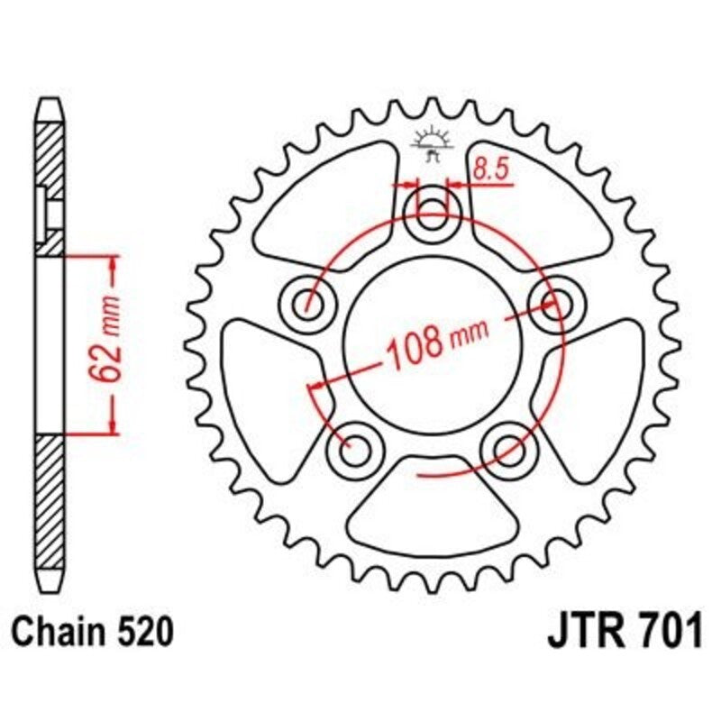 Corona JT 701 de acero con 38 dientes JT SPROCKETS JTR701.38